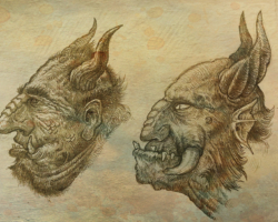 More pencil sketches of “drogres” but—pay close attention—this time they’re in profile!