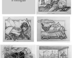 Pencil sketches of chapter illustrations for Impyrium